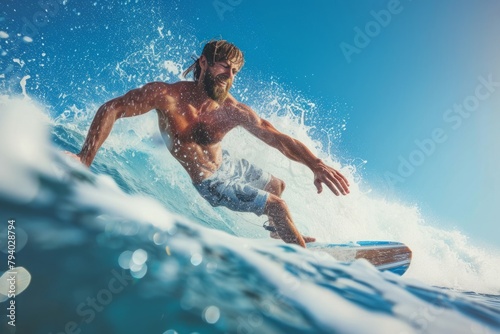 With each passing moment spent riding the waves, the man grew more attuned to the rhythm of the water, learning to anticipate its every movement and adjusting his stance on the surfboard accordingly