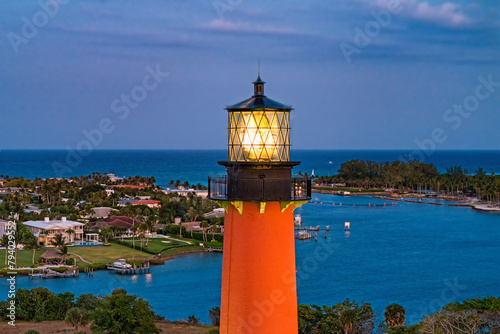 lighthouse at evening on the coast