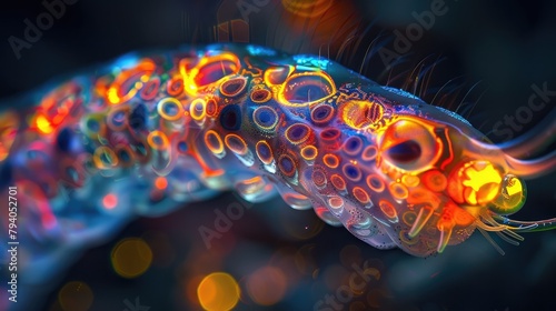 Mesmerizing Glow of a Parasitic Worm A Surreal Expressionist Portrayal through Experimental Photography