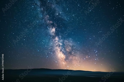 majestic milky way galaxy and twinkling stars in deep blue night sky long exposure astrophotography