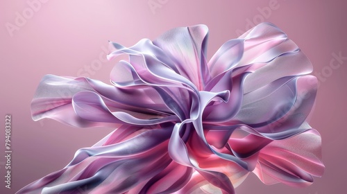 A flower made from flowing ribbons of fabric, its delicate folds and textures creating an abstract and whimsical bloom, perfect for a fashion brand advertisement. 