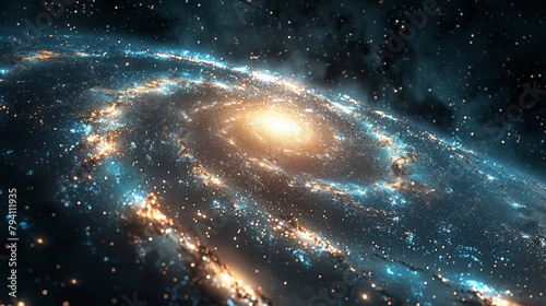 Galaxy: A 3D illustration of the Milky Way galaxy, highlighting its central bulge and spiral arms