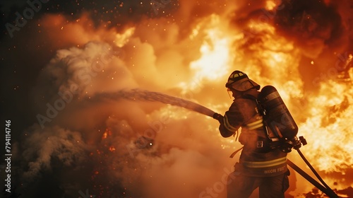 Courageous Firefighter Battles Raging Inferno: Symbol of Determination Under Pressure