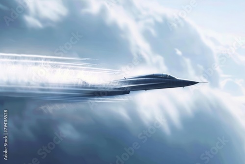 Conceptual supersonic jet breaking the sound barrier, aerodynamics at high speeds