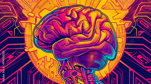 Technology Colorful Line art | Brain