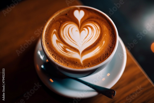 Joli cœur dans une tasse de café