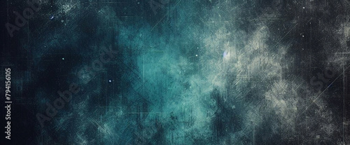 Dark turquoise art background. Large brush strokes. Acrylic paint in aquamarine or celadon colors. Abstract painting. Textured surface template for banner, poster. Narrow horizontal illustration 