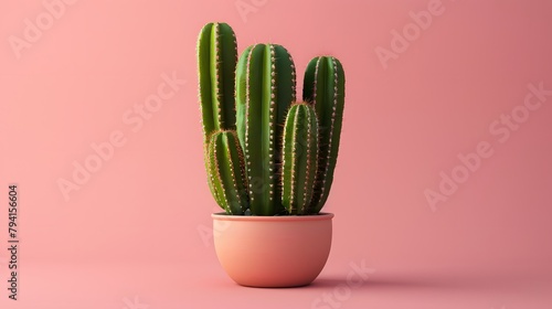 Cactus cacti tree in pot isolated on plain background Generative AI
