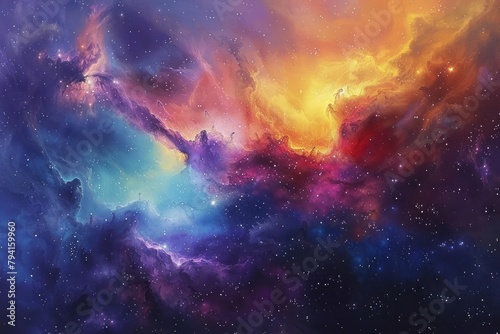 Majestic nebula, star nursery, vibrant colors, deep space beauty