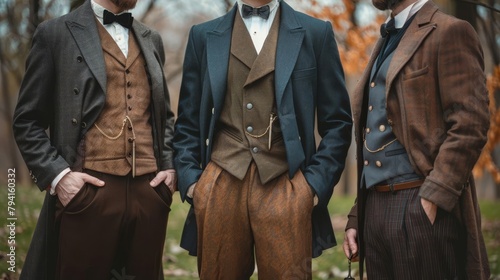vintage mens fashion elegant victorian era suits edwardian style hd stock photo set