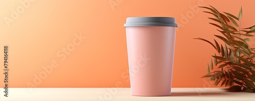 Stylish mockup of a coffee cup with a soft, neutral background to emphasize the design and simplicity of the cup