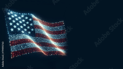 usa flag Banner and poster template with technology concept network. Memorial Day. 4th of July national holiday. with empty, blank, copy space 