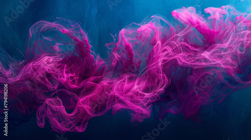 Ephemeral tendrils of magenta mist swirling in a mesmerizing ballet against a backdrop of deep cerulean hues.