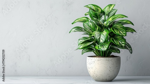 Lush Green Potted Plant on White Background Generative AI