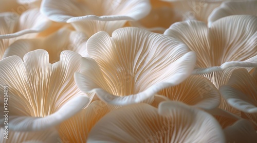 Close-up Macro Photograph of Oyster Mushroom Cap Generative AI