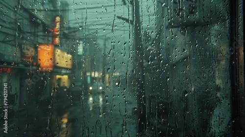 Morning Downpour in Seoul: Realistic Raindrops on Window Generative AI