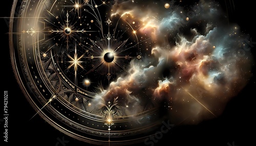 宇宙と時間を表現した背景画像