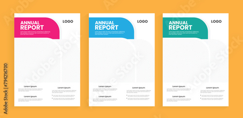 Annual report cover page template. Blank paper layout with editable EPS-10 file. New booklet, handout, or flier front cover design. Business proposal design with annual planning template.