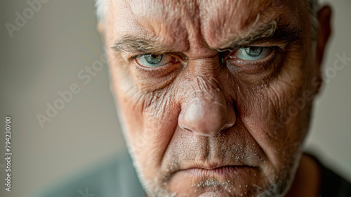 old man with Disgust: Nose wrinkles, lip curls, revulsion evident, recoiling in distaste