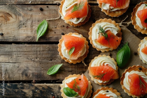 Delicious mini tartlets filled with salmon, perfect for catering events