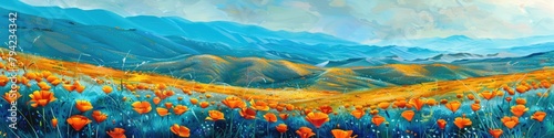 Beauty of Blooming Poppies at Antelope Valley Poppy Reserve 