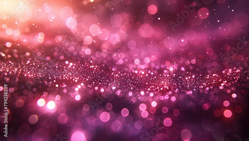  A purple background with pink and red glowing particles, creating an atmosphere of joyous celebration. Created with Ai 