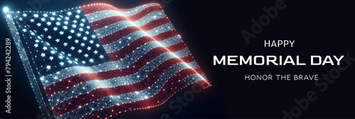Memorial Day USA Flag Banner and Poster template social media post Copy space