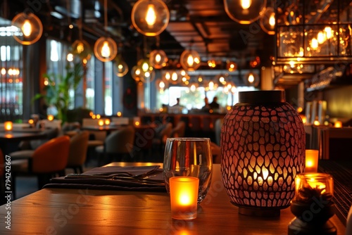 Intimate candlelit setting in a chic bar