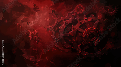 a red and black background with a clock face