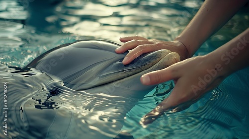 Compassionate Volunteer Helping Rehabilitate Rescued Dolphin