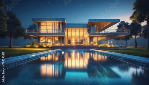 "Luxury Oasis: Exploring an Upscale Modern Mansion with Poolside Panache" 