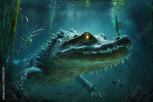 Close-up of an alligator underwater