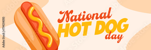 PrintHot dog day banner. National hot dog day.Hot dog day banner. National hot dog day.