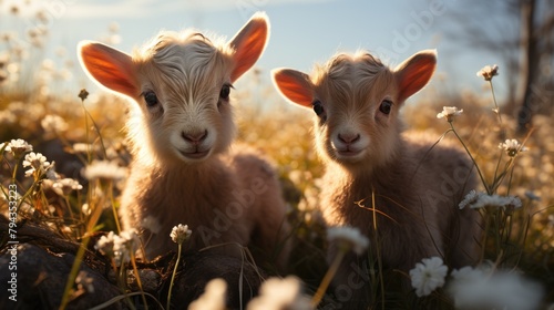 Little funny baby goats