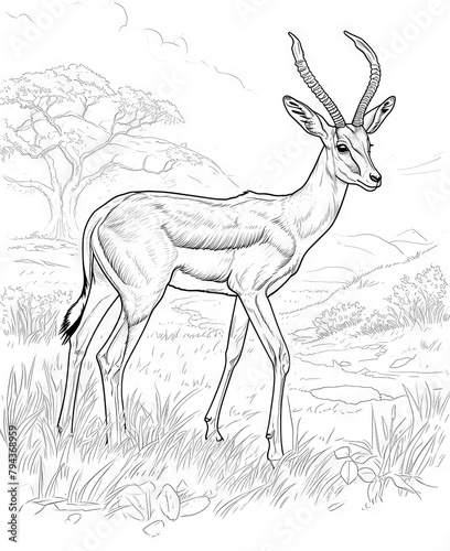 Impala Sketch in Natural Habitat