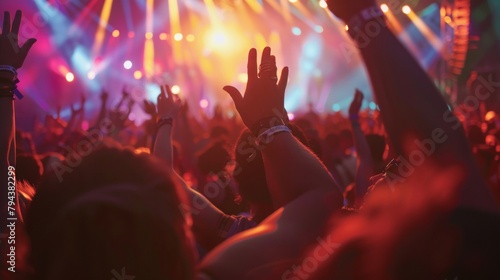 Sweeping glimpses of swaying bodies and outstretched arms create a mesmerizing background for the immersive experience of Coachella Cool. Against the blurred background the tents laser .