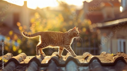 Gato sobre tejado