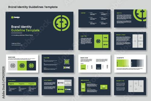 Brand guidelines presentation lauout and Minimalist corporate brand identity guide template