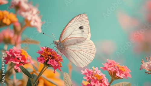 A white butterfly on a flower.