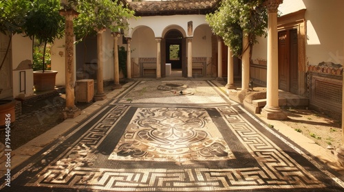 Ancient Roman villa with mosaic floors AI generated illustration