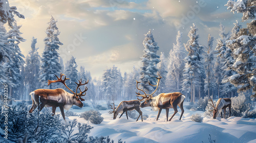 Captivating Serenity of Reindeer Habitat Amidst Snow-Clad Wilderness