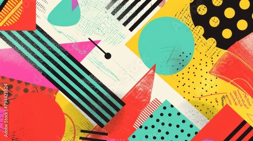Bright colors and bold lines in a Memphis style design for a social media profile pic AI generated illustration