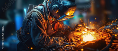 Master Welder, welding at industry, Welder at Work in Industrial Environment