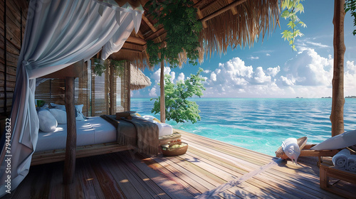  Quarto de sonho estilo Boho com vista para as Maldivas