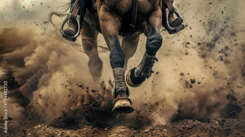 Amidst a cloud of dust the Gothic Rodeo Queen charges forward her studded boots firmly planted in the stirrups as she holds onto the reins with fierce determination. .