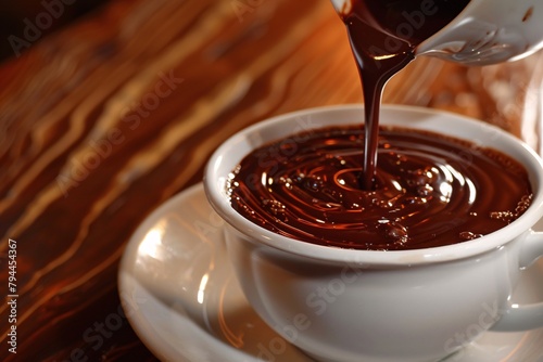 Surrender to the seductive charm of liquid chocolate, its molten allure beckoning with promises of warmth and comfort, enveloping you in its sweet embrace