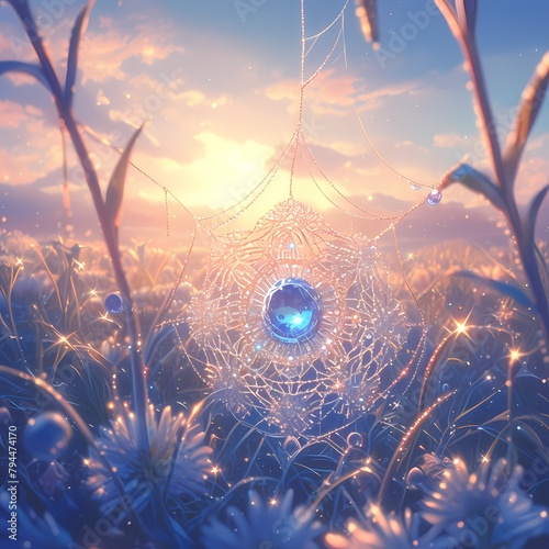 Mystic Morning Bugs - Dreamlike Spinner in a Dewdrop