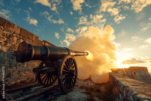 Dramatic Sunset Cannon Overlooking Landscape