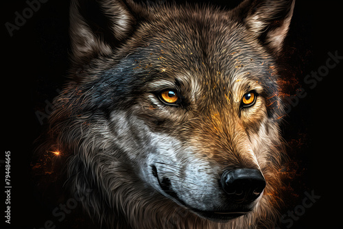 portrait of a black wolf