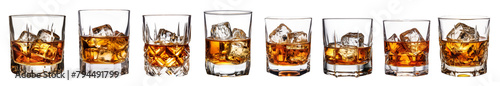 set of isolated whiskey glasses